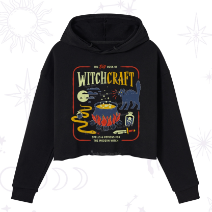 Purplehecate Book Of Witchcraft Crop Hoodie
