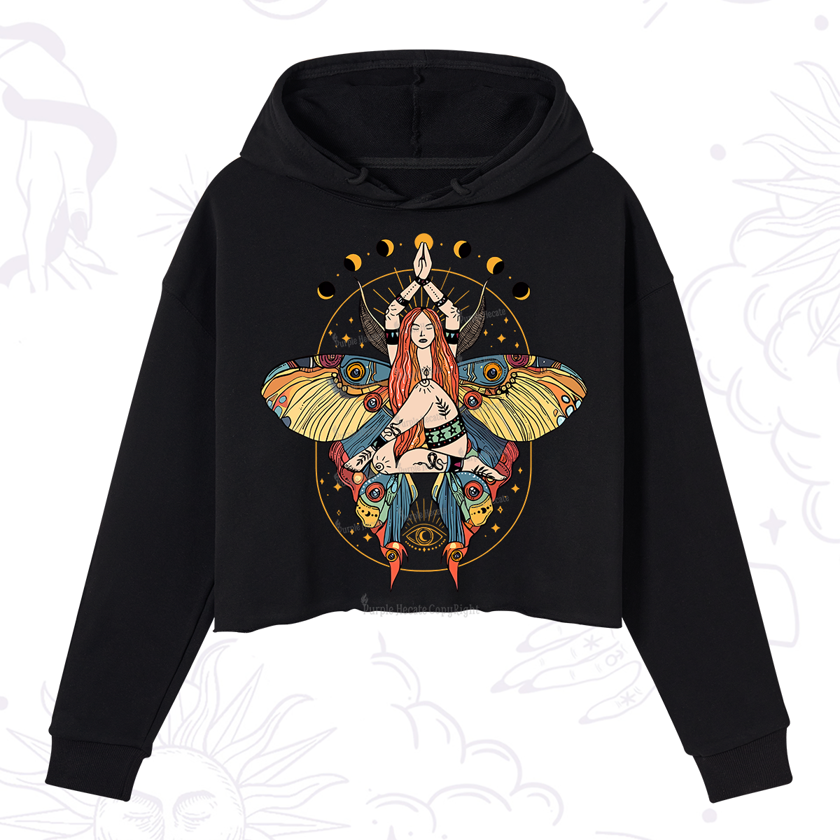 Purplehecate Luna Moth Crop Hoodie