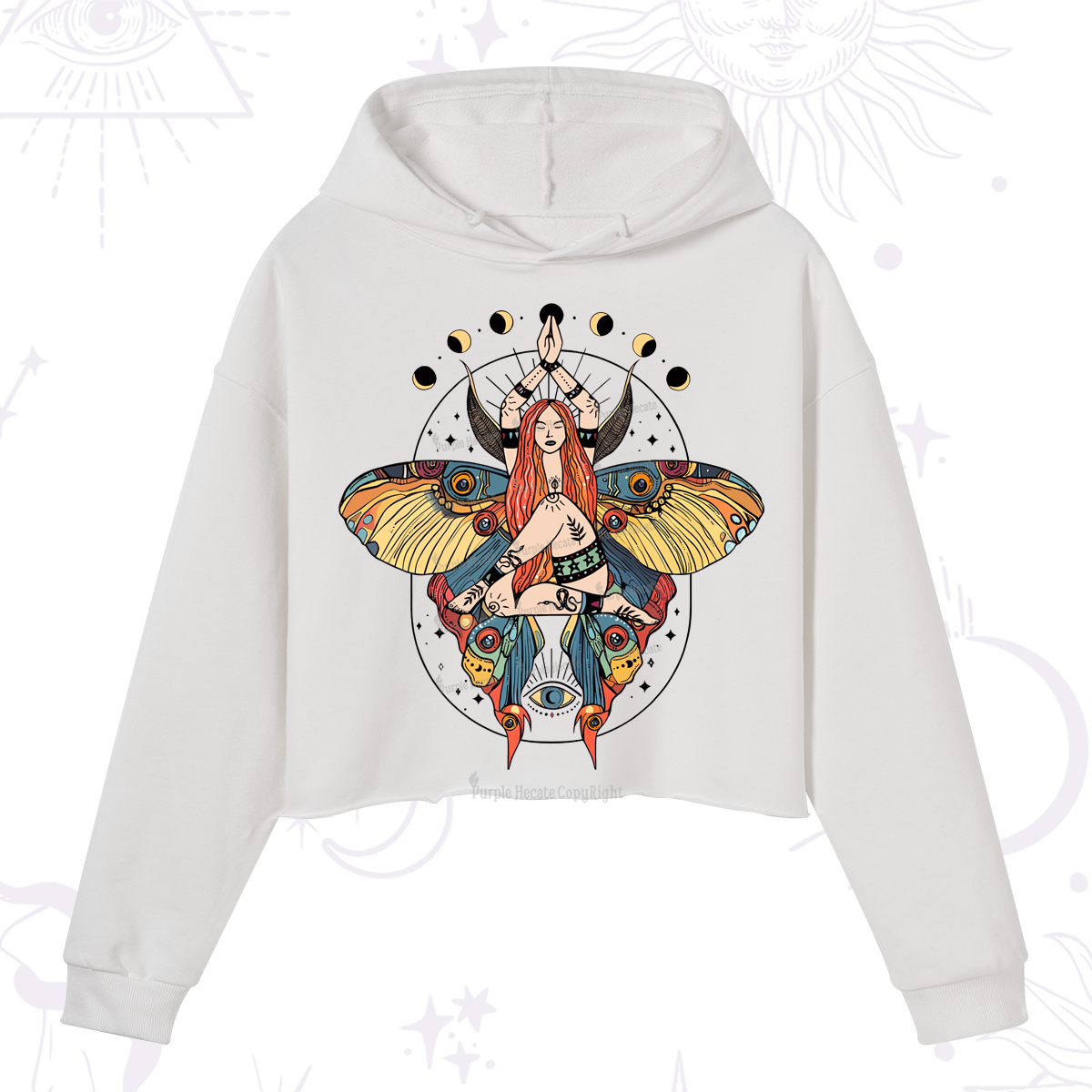 Purplehecate Luna Moth Crop Hoodie