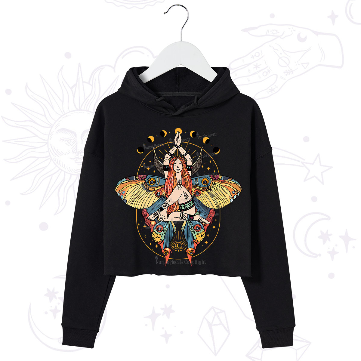 Purplehecate Luna Moth Crop Hoodie