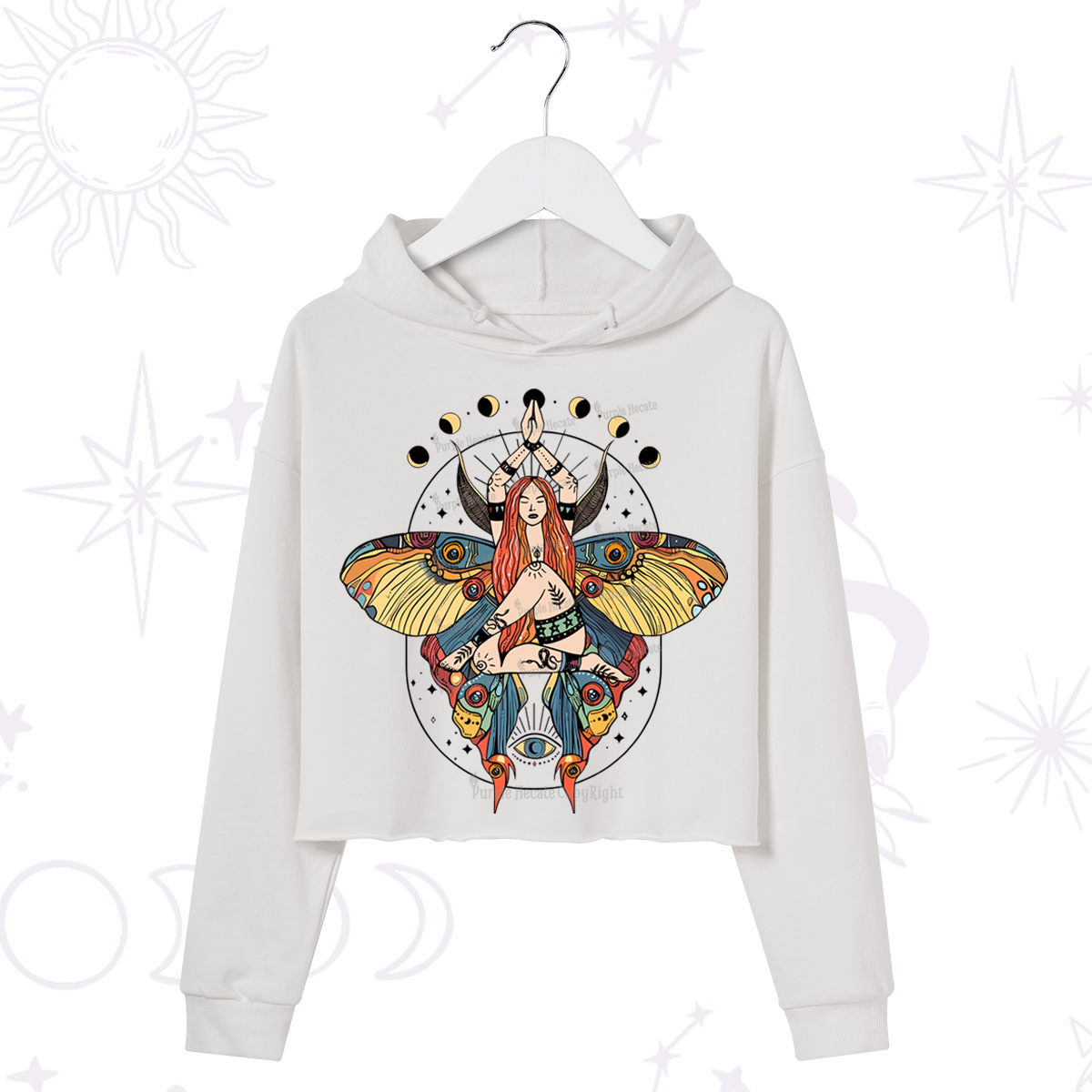 Purplehecate Luna Moth Crop Hoodie