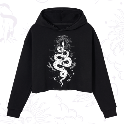 Purplehecate Mystical Moon Phases Snake Crop Hoodie