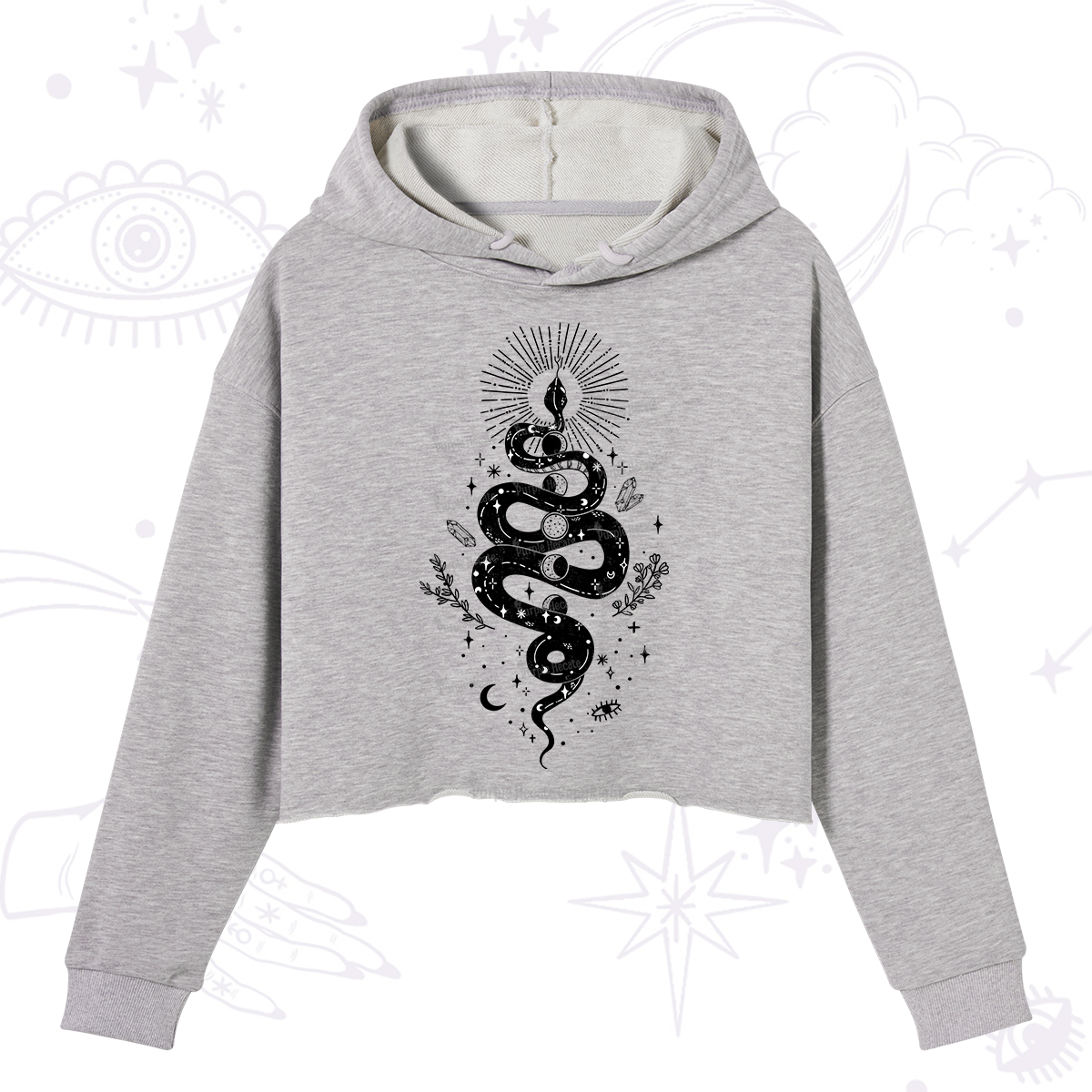 Purplehecate Mystical Moon Phases Snake Crop Hoodie
