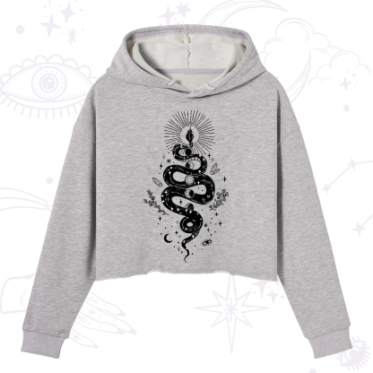 Purplehecate Mystical Moon Phases Snake Crop Hoodie