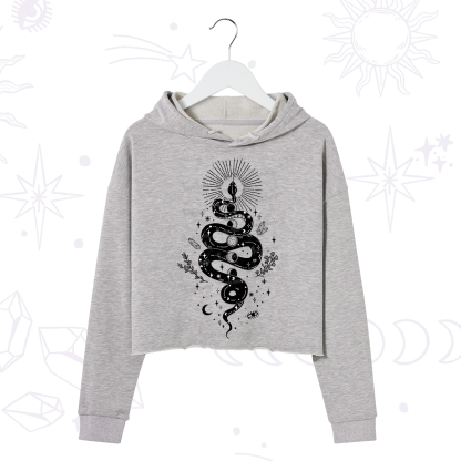 Purplehecate Mystical Moon Phases Snake Crop Hoodie