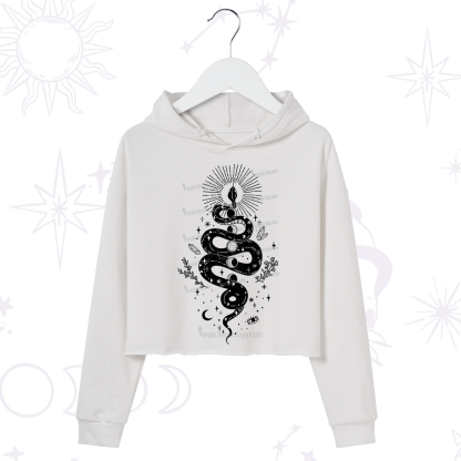 Purplehecate Mystical Moon Phases Snake Crop Hoodie