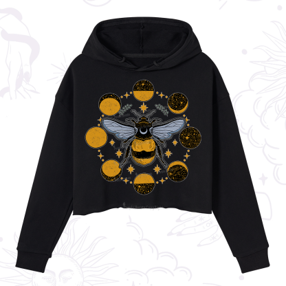 Purplehecate Phases of the Moon Bee Crop Hoodie