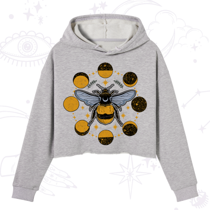 Purplehecate Phases of the Moon Bee Crop Hoodie