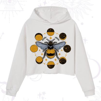 Purplehecate Phases of the Moon Bee Crop Hoodie