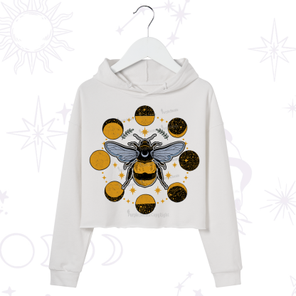 Purplehecate Phases of the Moon Bee Crop Hoodie