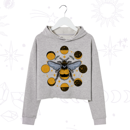 Purplehecate Phases of the Moon Bee Crop Hoodie