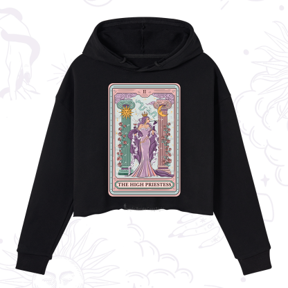 Purplehecate The High Priestess Tarot Card Crop Hoodie