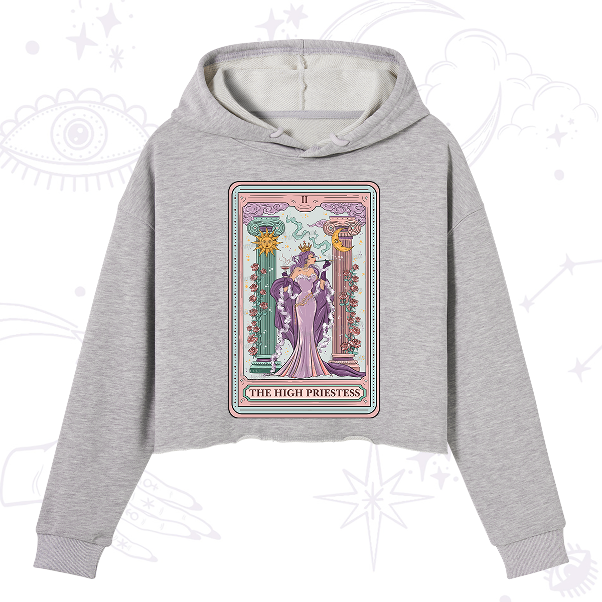Purplehecate The High Priestess Tarot Card Crop Hoodie