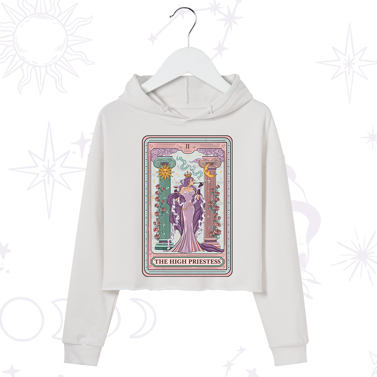Purplehecate The High Priestess Tarot Card Crop Hoodie