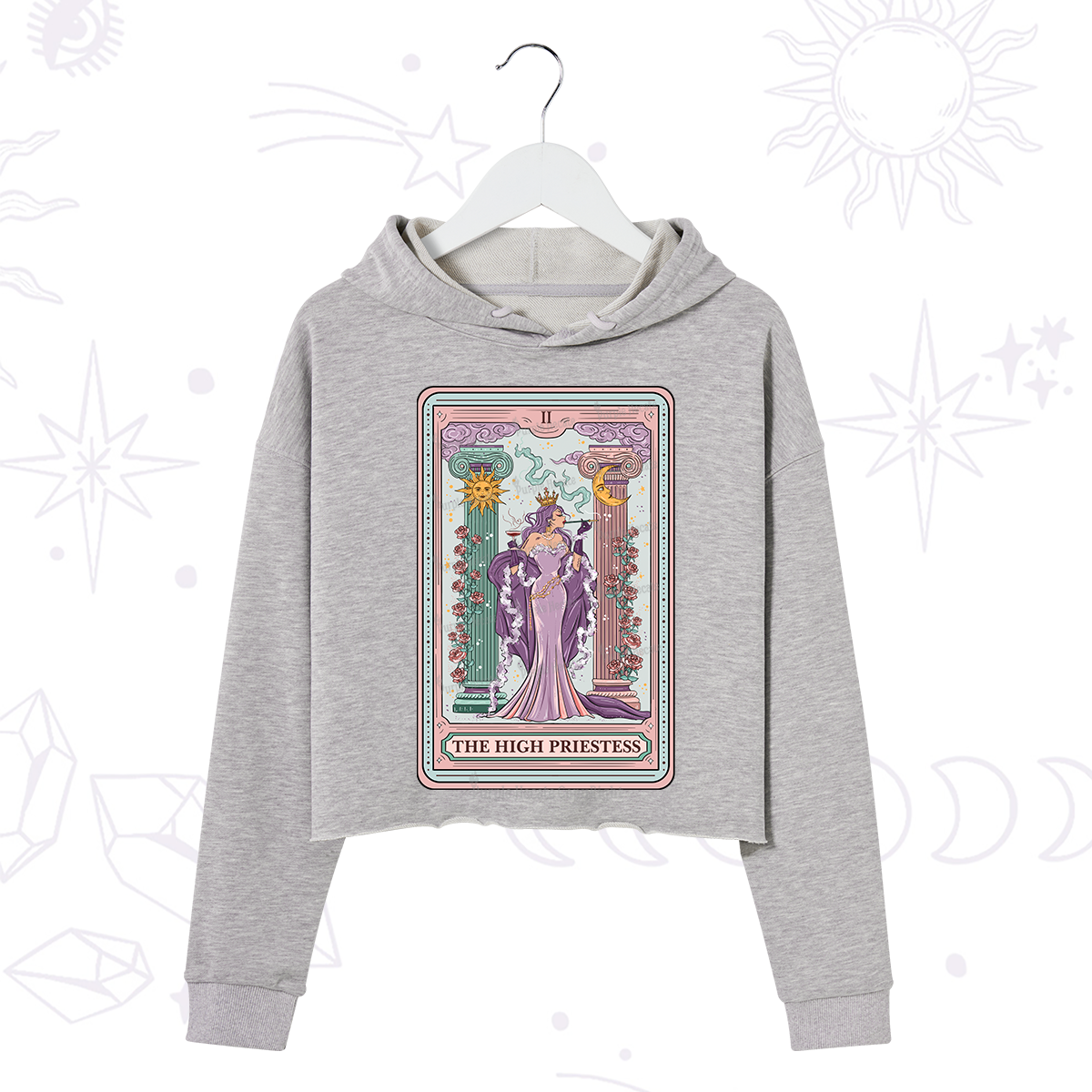 Purplehecate The High Priestess Tarot Card Crop Hoodie