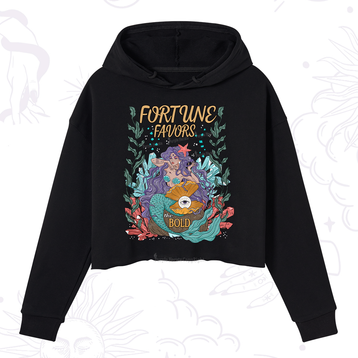 Purplehecate Fortune Favors The Bold Crop Hoodie