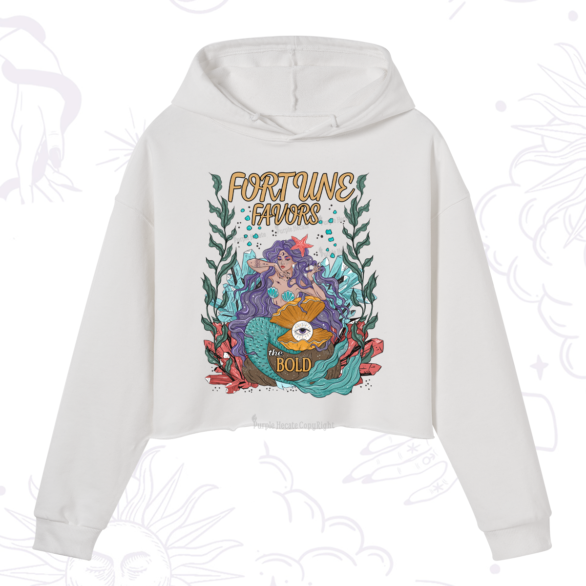 Purplehecate Fortune Favors The Bold Crop Hoodie