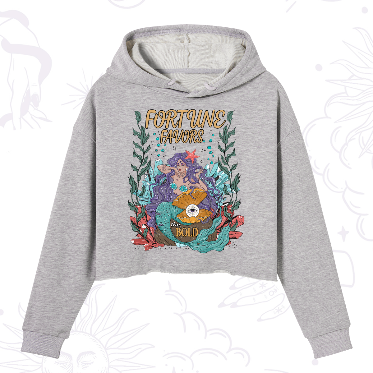 Purplehecate Fortune Favors The Bold Crop Hoodie