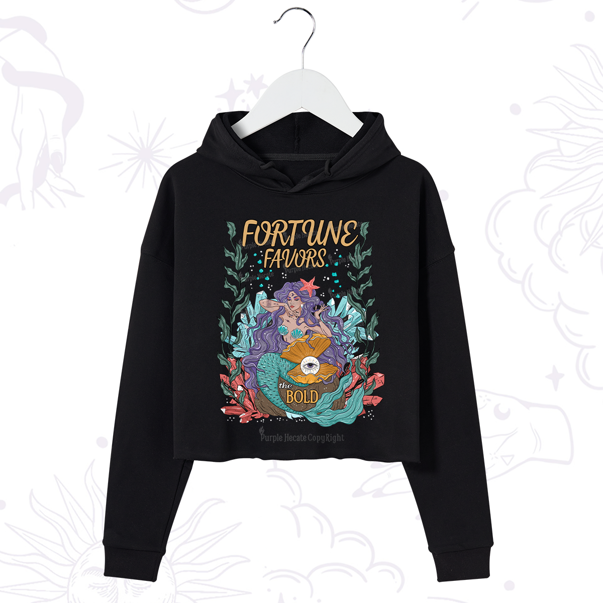 Purplehecate Fortune Favors The Bold Crop Hoodie