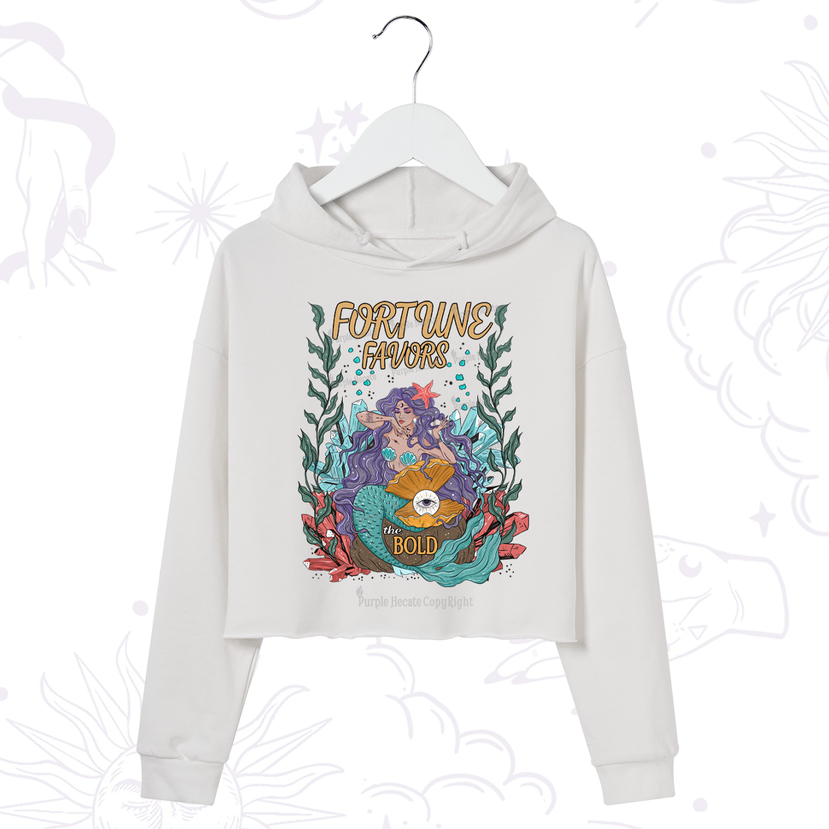 Purplehecate Fortune Favors The Bold Crop Hoodie