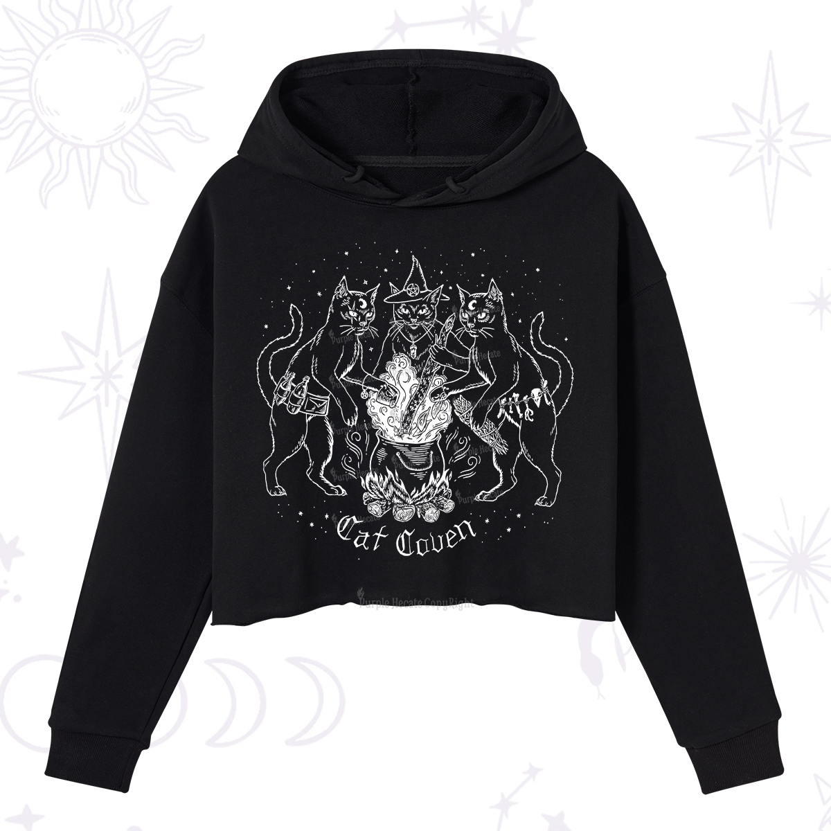 Purplehecate Cat Coven Crop Hoodie
