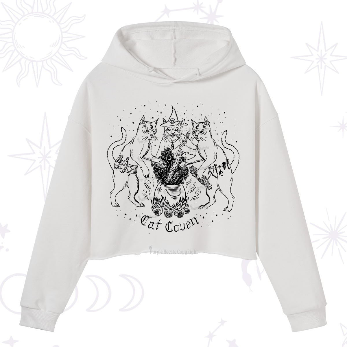 Purplehecate Cat Coven Crop Hoodie