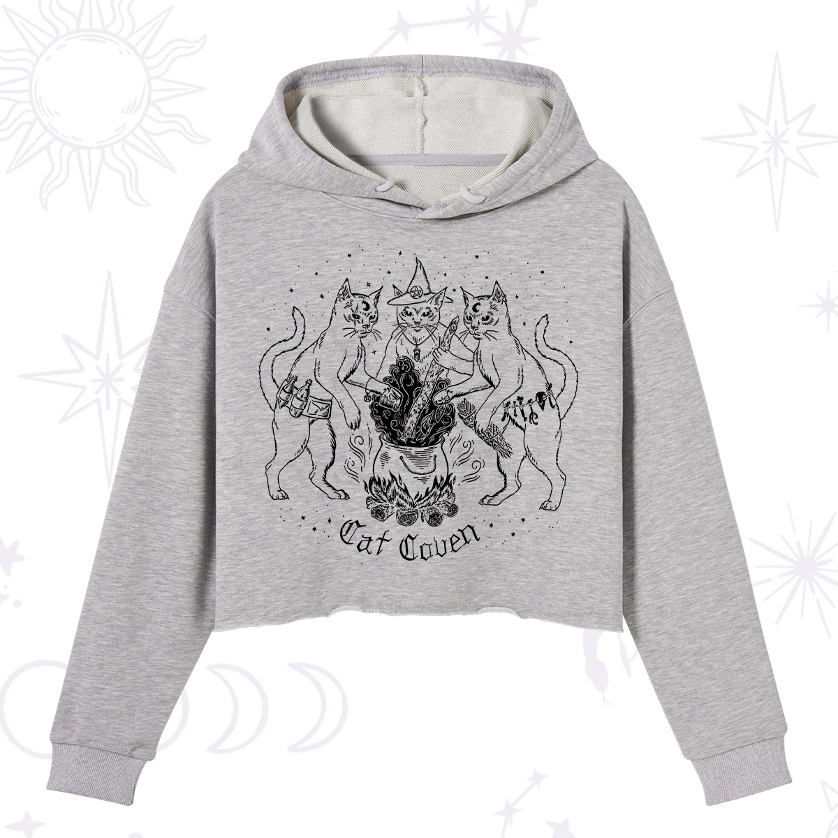 Purplehecate Cat Coven Crop Hoodie