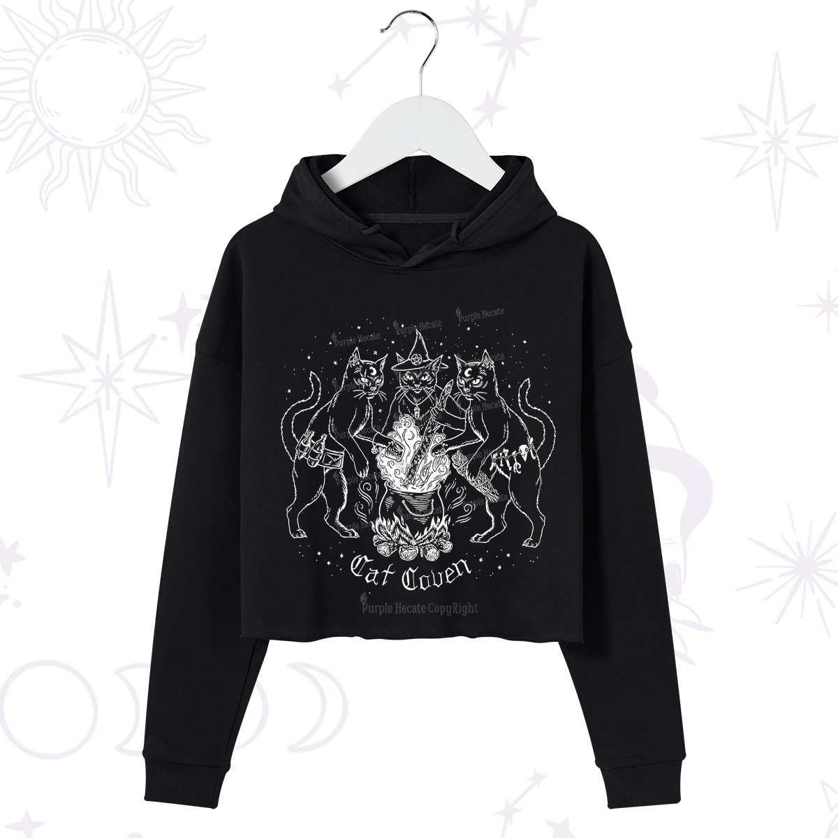 Purplehecate Cat Coven Crop Hoodie