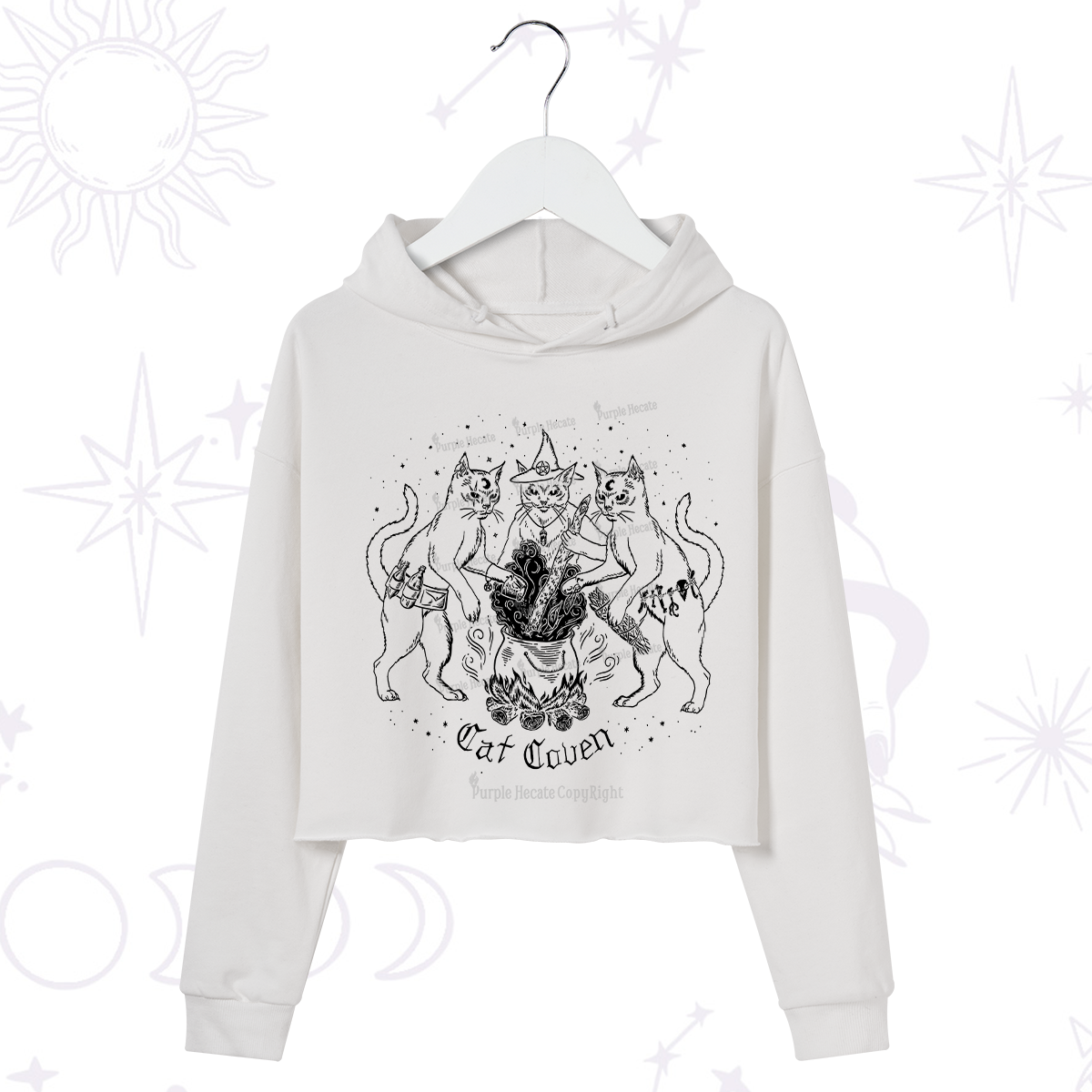Purplehecate Cat Coven Crop Hoodie