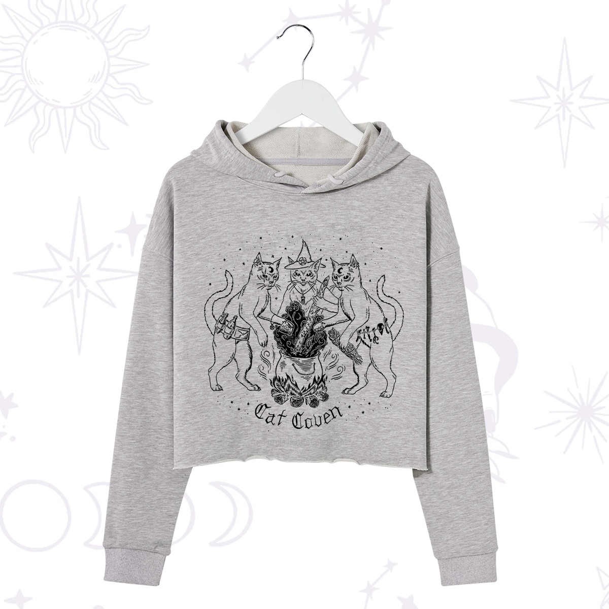 Purplehecate Cat Coven Crop Hoodie