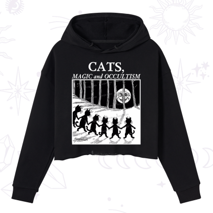 Purplehecate Cats Magic And Occultism Crop Hoodie