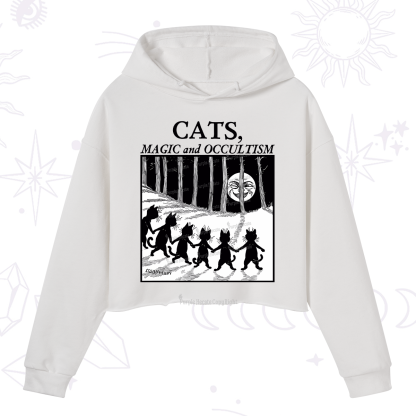 Purplehecate Cats Magic And Occultism Crop Hoodie