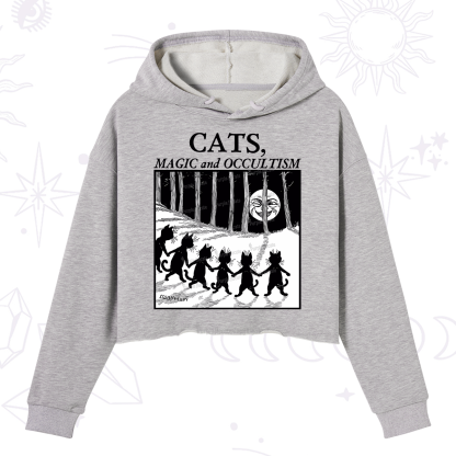 Purplehecate Cats Magic And Occultism Crop Hoodie