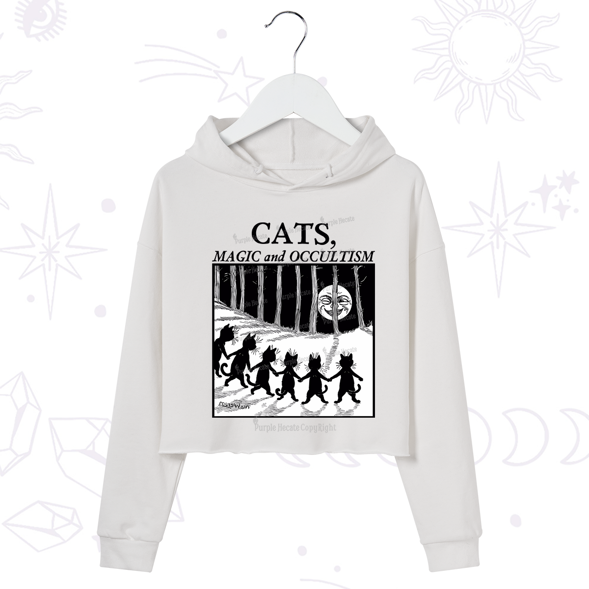 Purplehecate Cats Magic And Occultism Crop Hoodie
