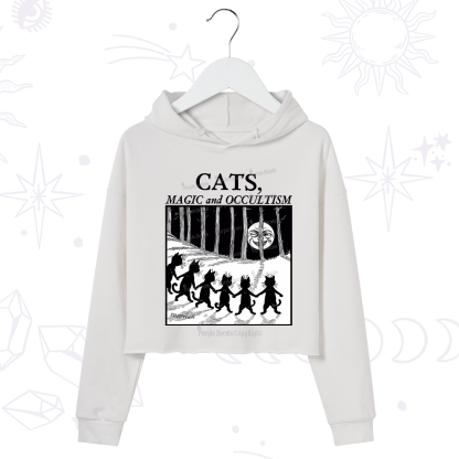 Purplehecate Cats Magic And Occultism Crop Hoodie