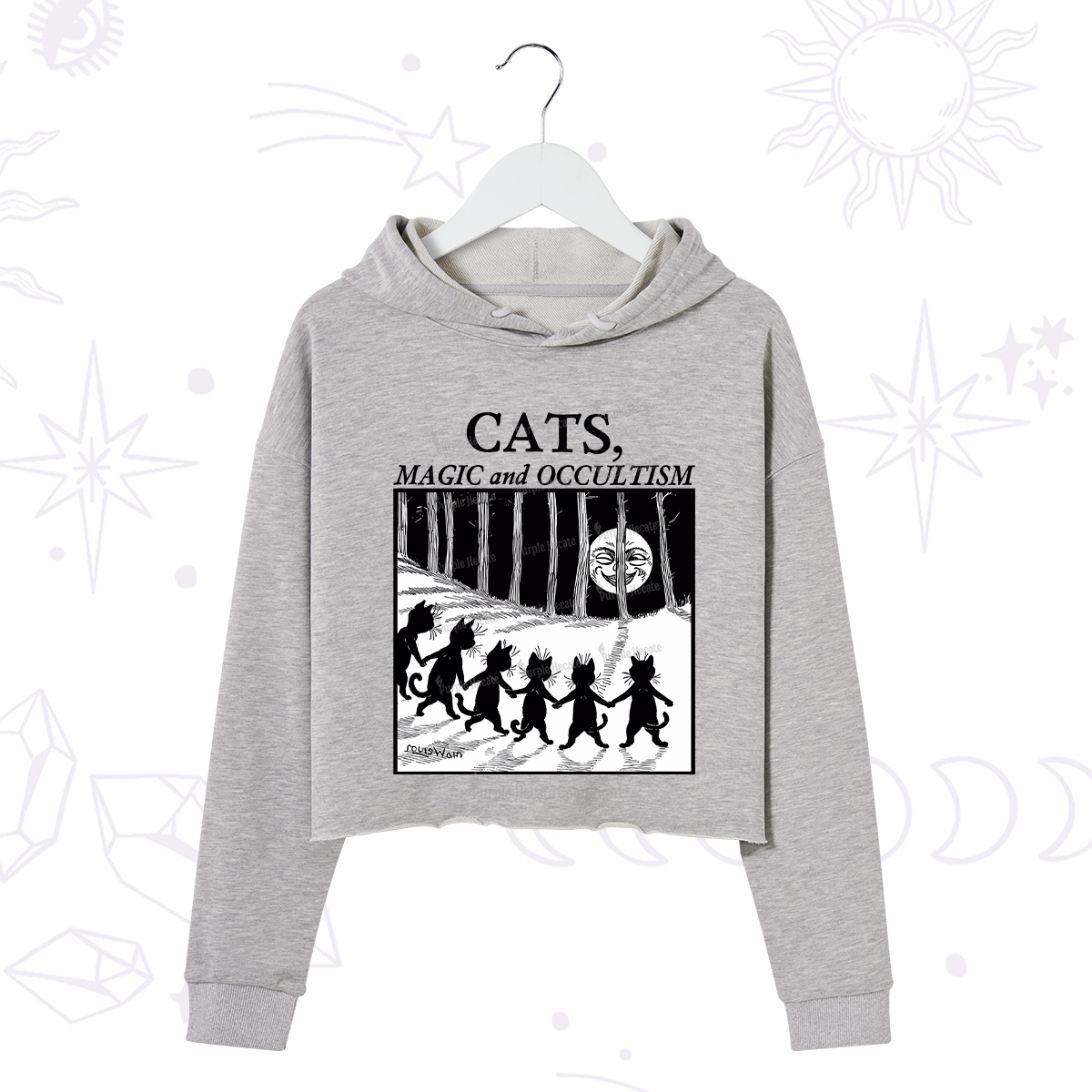 Purplehecate Cats Magic And Occultism Crop Hoodie