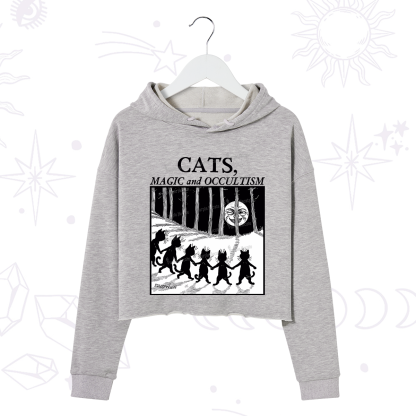 Purplehecate Cats Magic And Occultism Crop Hoodie