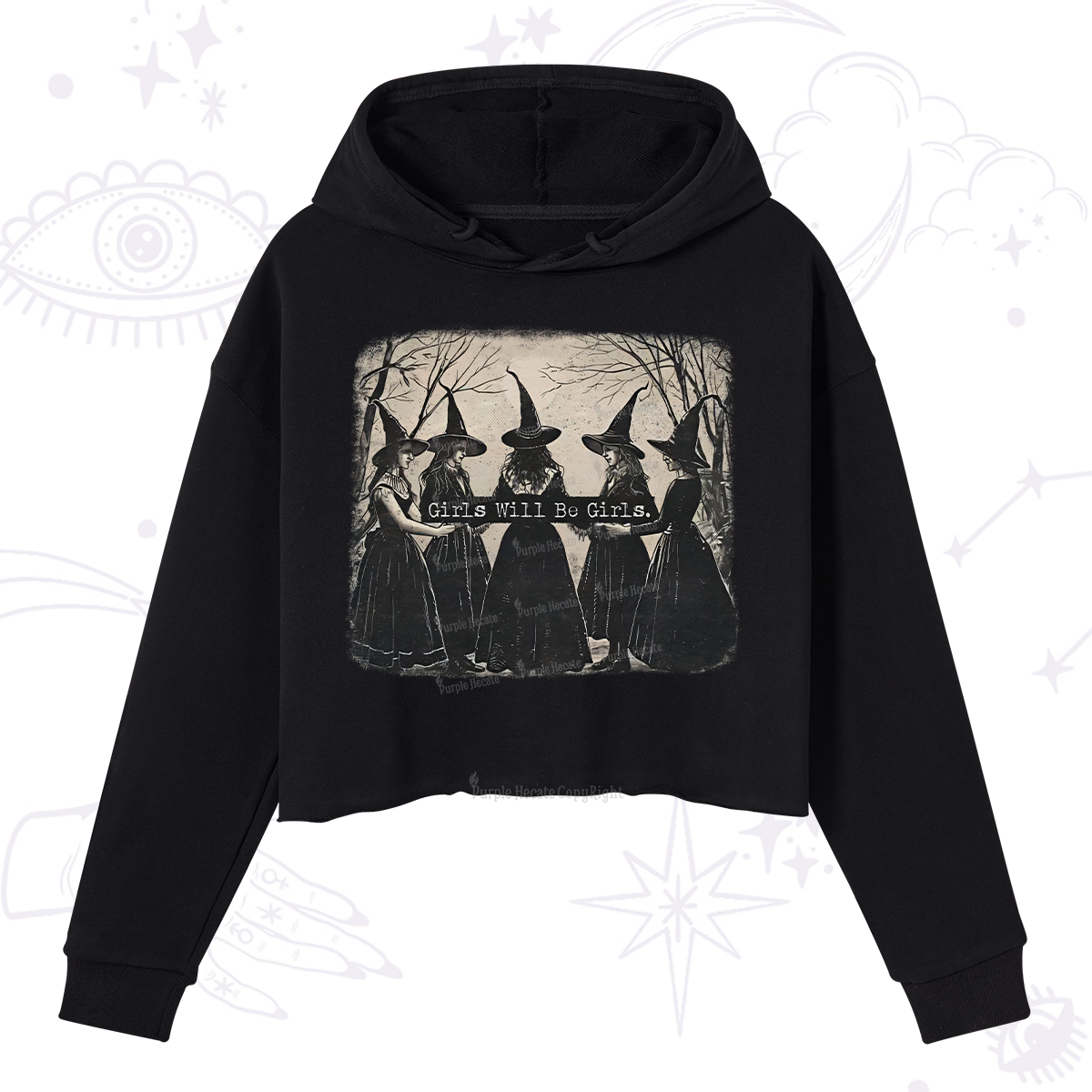 Purplehecate Girls Will Be Girls Witch Crop Hoodie