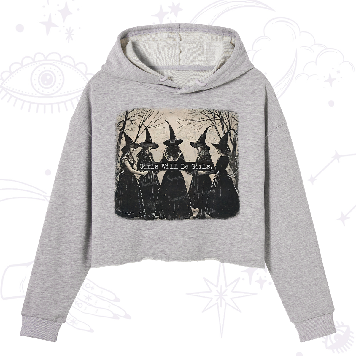 Purplehecate Girls Will Be Girls Witch Crop Hoodie