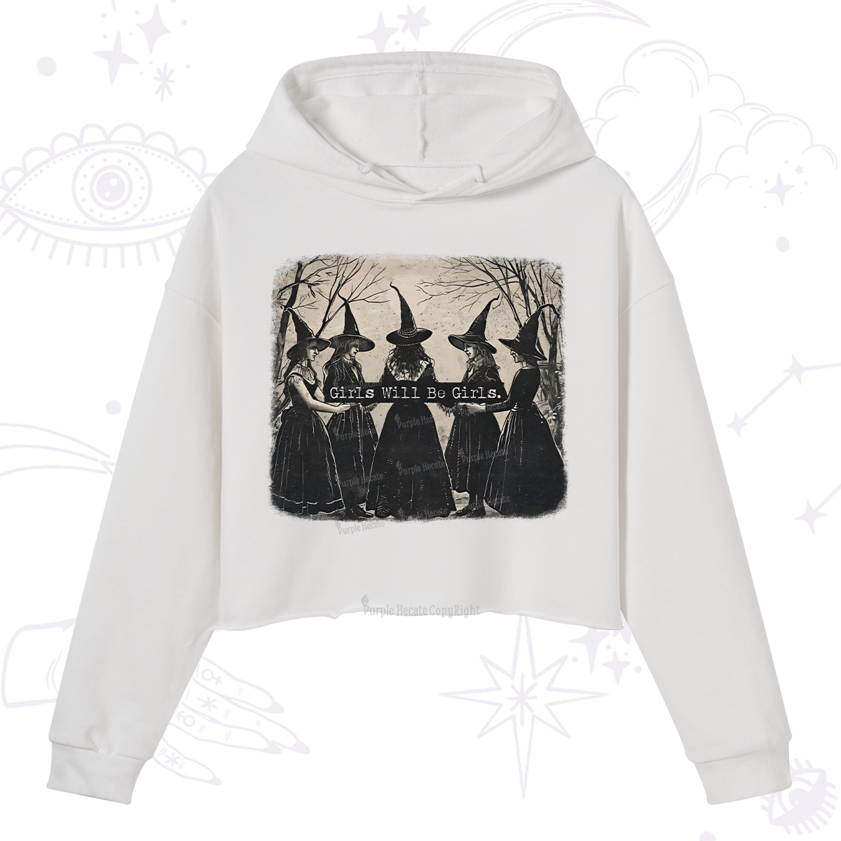 Purplehecate Girls Will Be Girls Witch Crop Hoodie