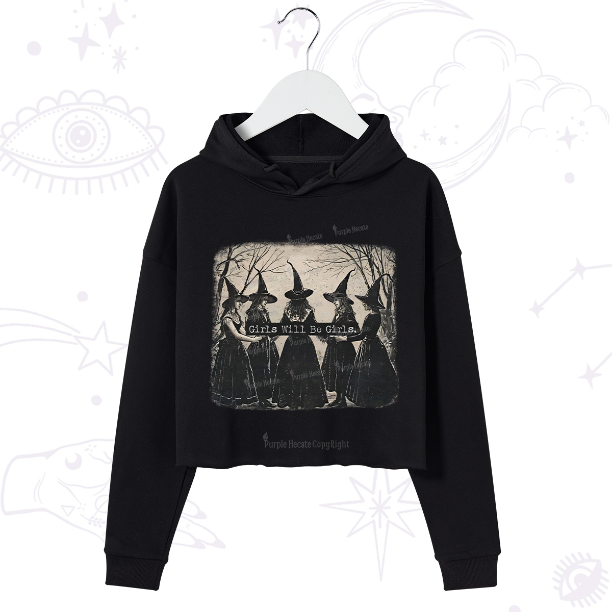 Purplehecate Girls Will Be Girls Witch Crop Hoodie