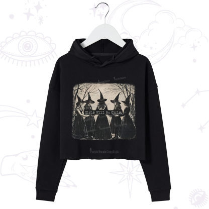 Purplehecate Girls Will Be Girls Witch Crop Hoodie