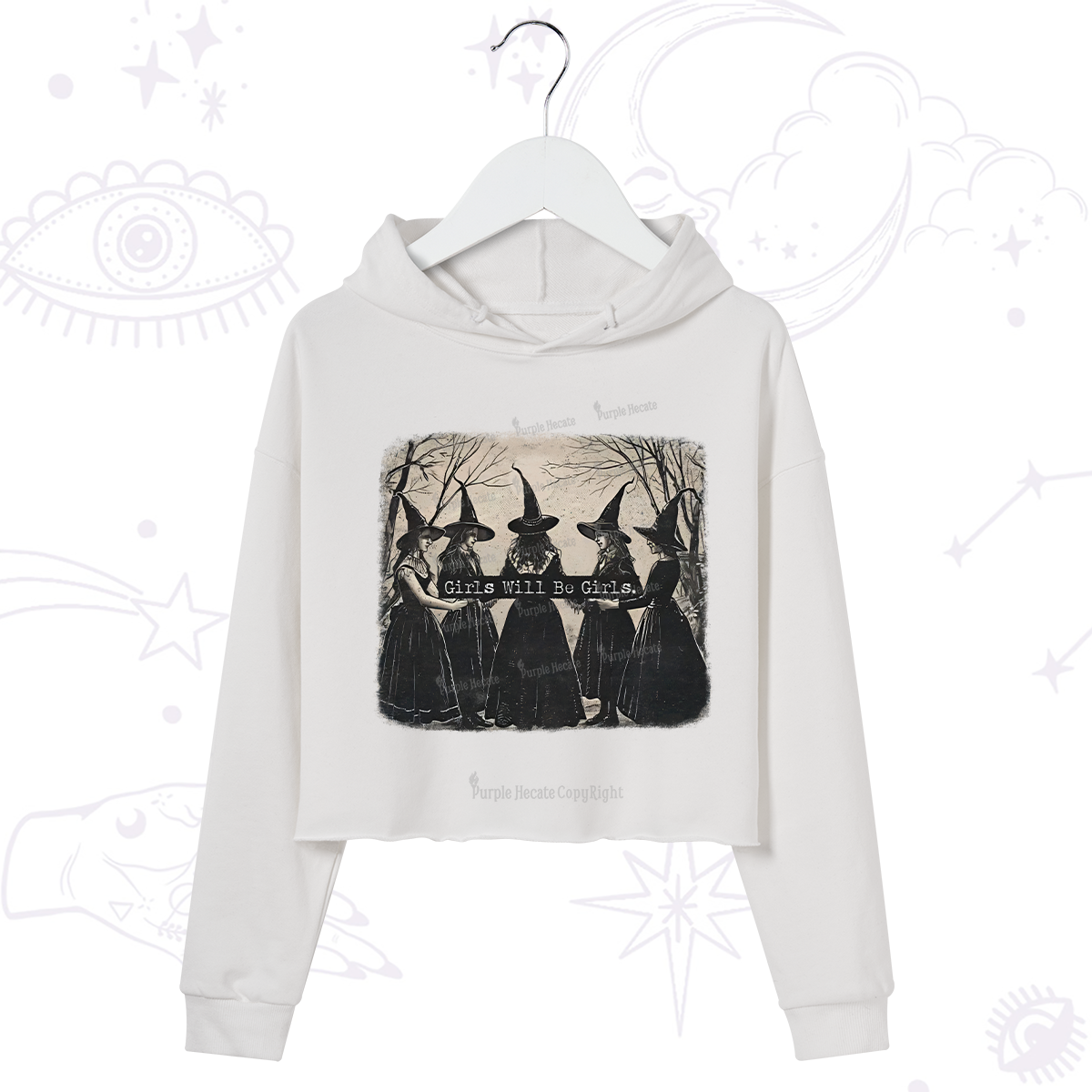 Purplehecate Girls Will Be Girls Witch Crop Hoodie