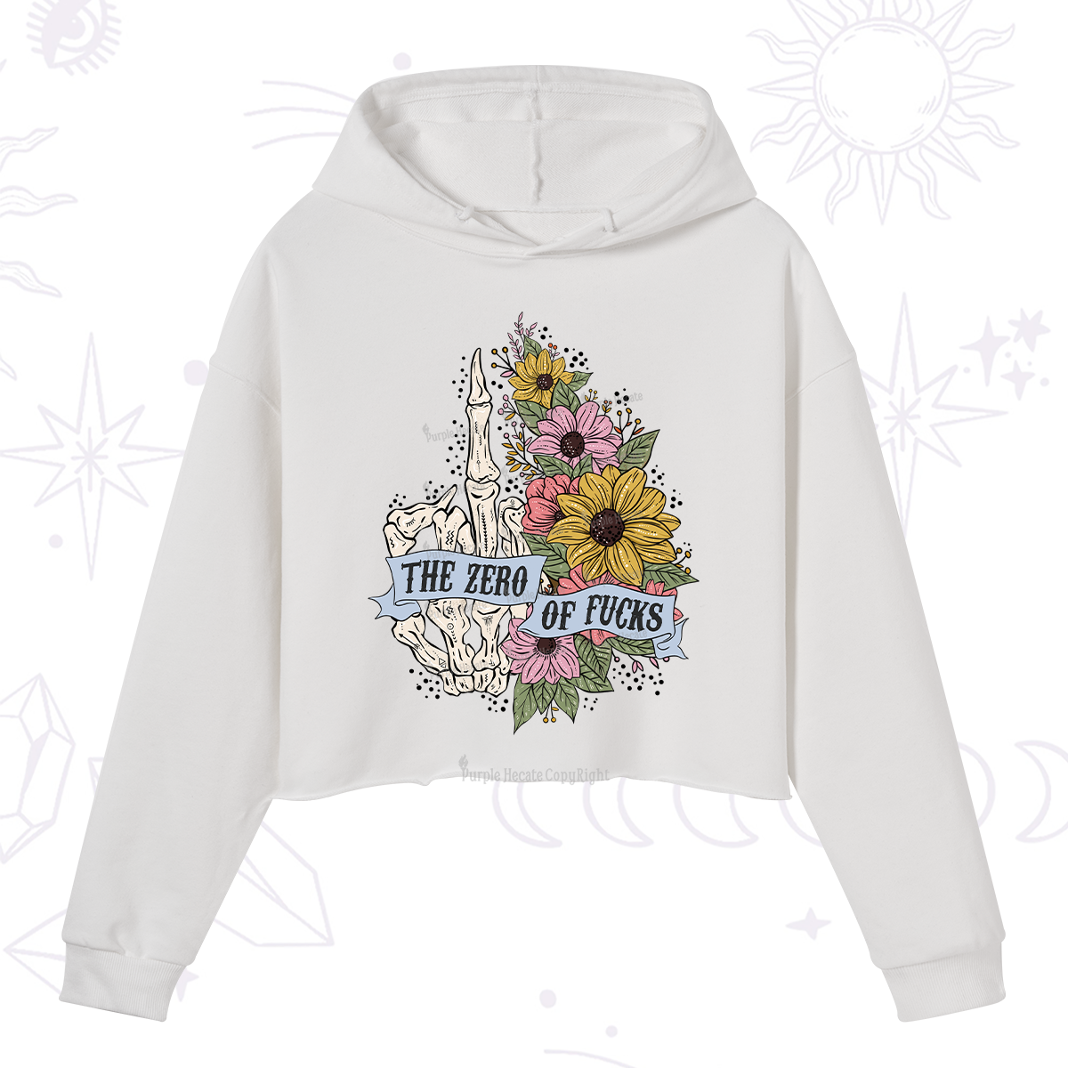 Purplehecate The Zero Of Fucks Crop Hoodie