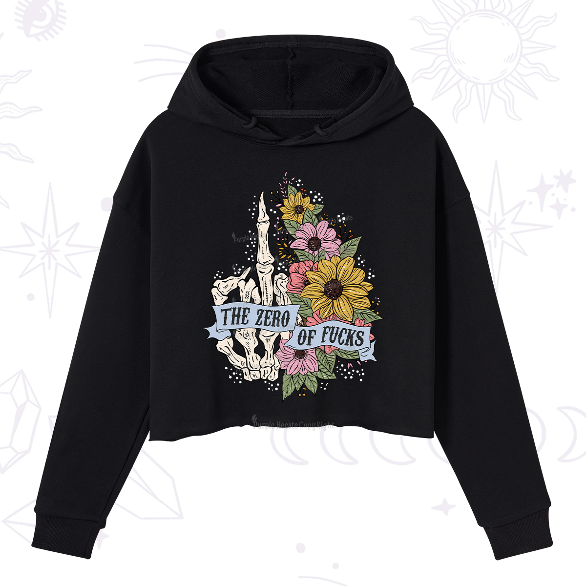 Purplehecate The Zero Of Fucks Crop Hoodie
