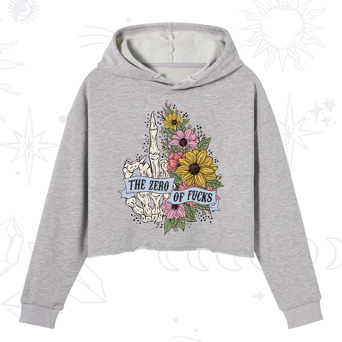 Purplehecate The Zero Of Fucks Crop Hoodie