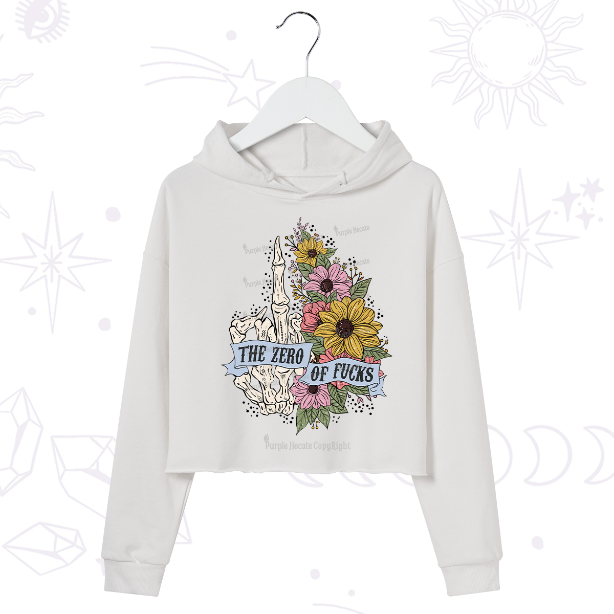 Purplehecate The Zero Of Fucks Crop Hoodie