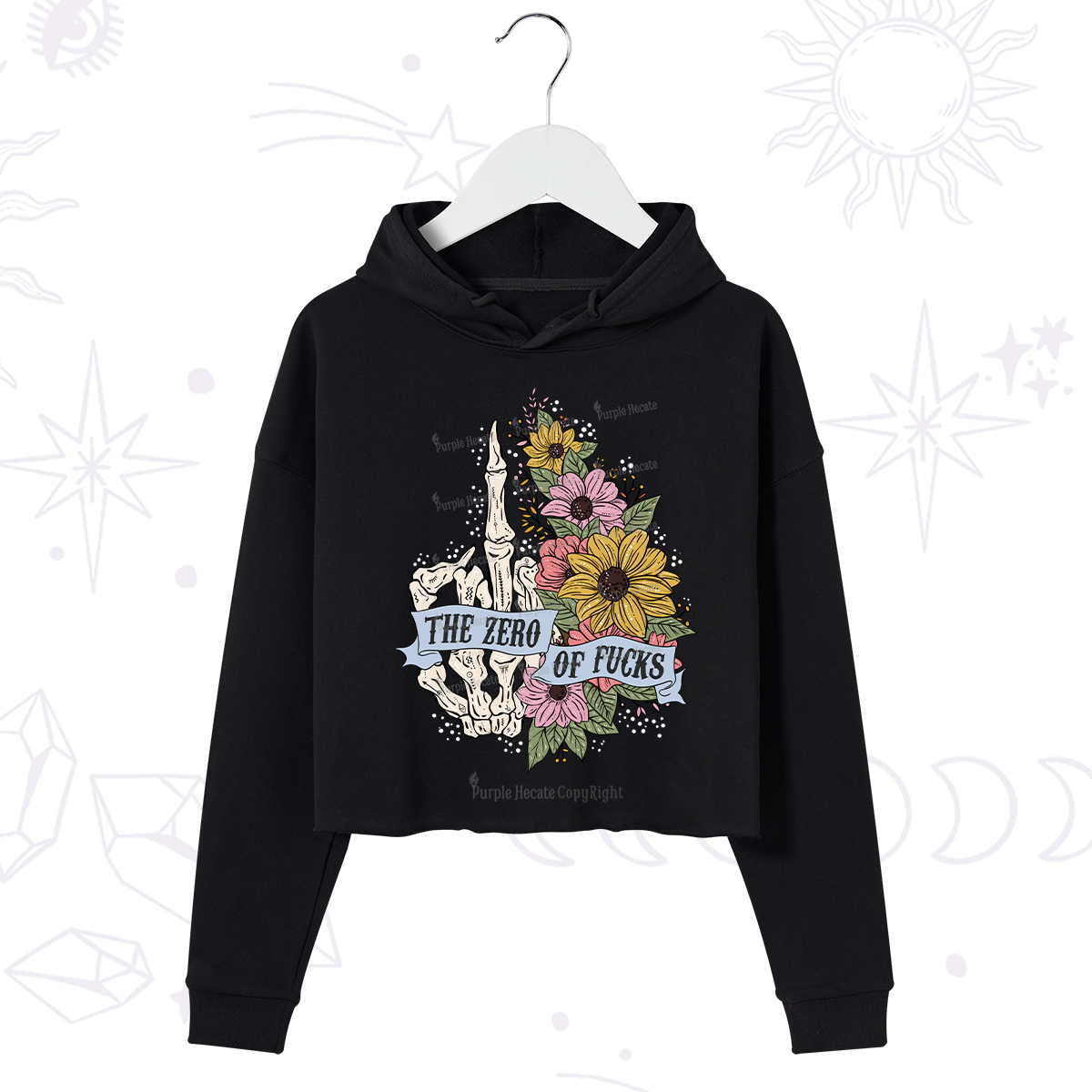 Purplehecate The Zero Of Fucks Crop Hoodie