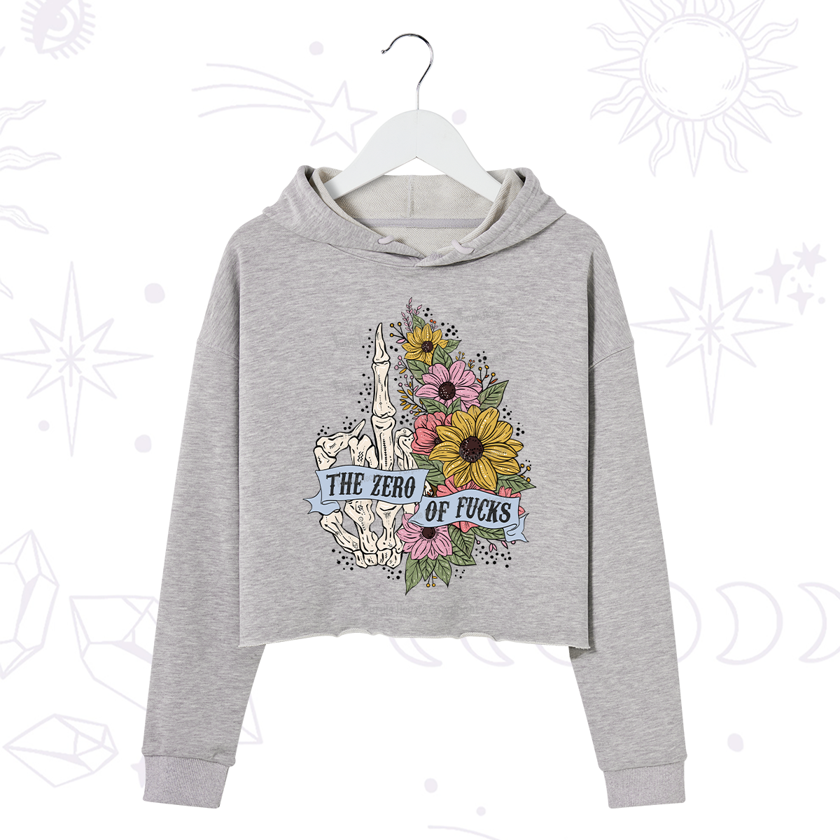 Purplehecate The Zero Of Fucks Crop Hoodie