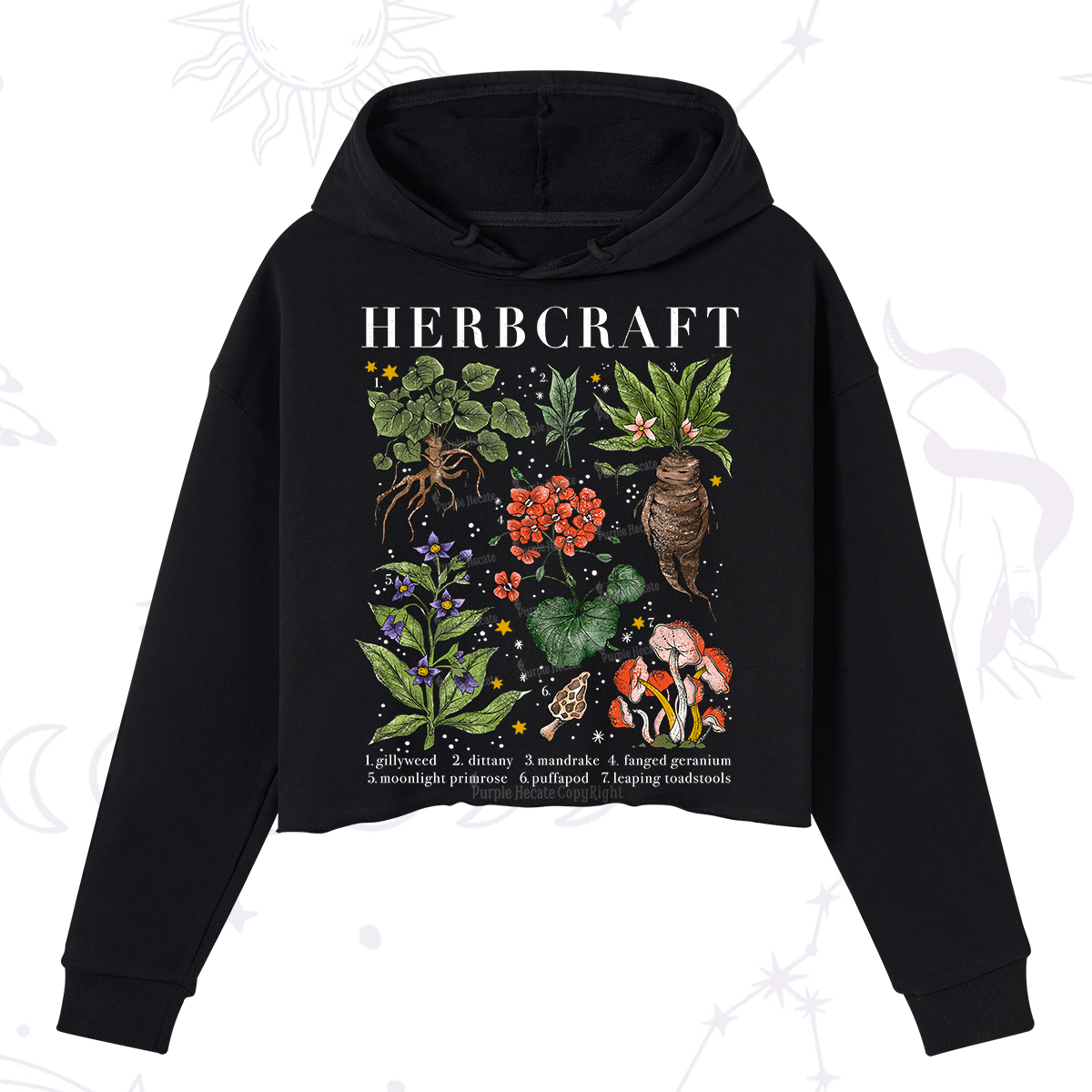 Purplehecate Magical Herbcraft Crop Hoodie